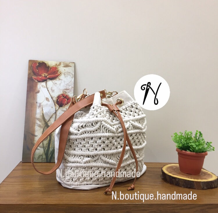 Macrame bucket bag