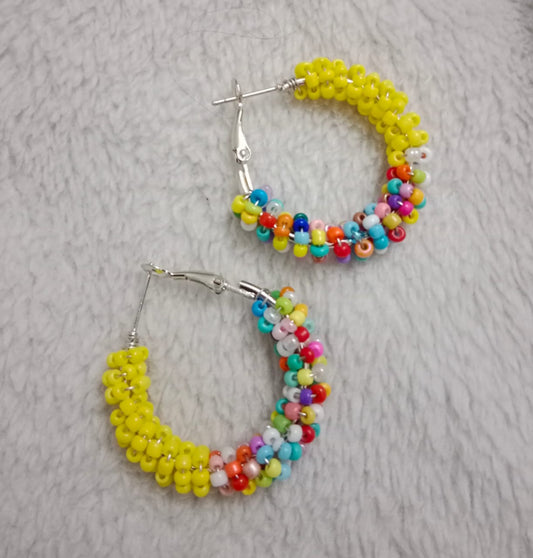 Hoop Earrings with Colorful Beads