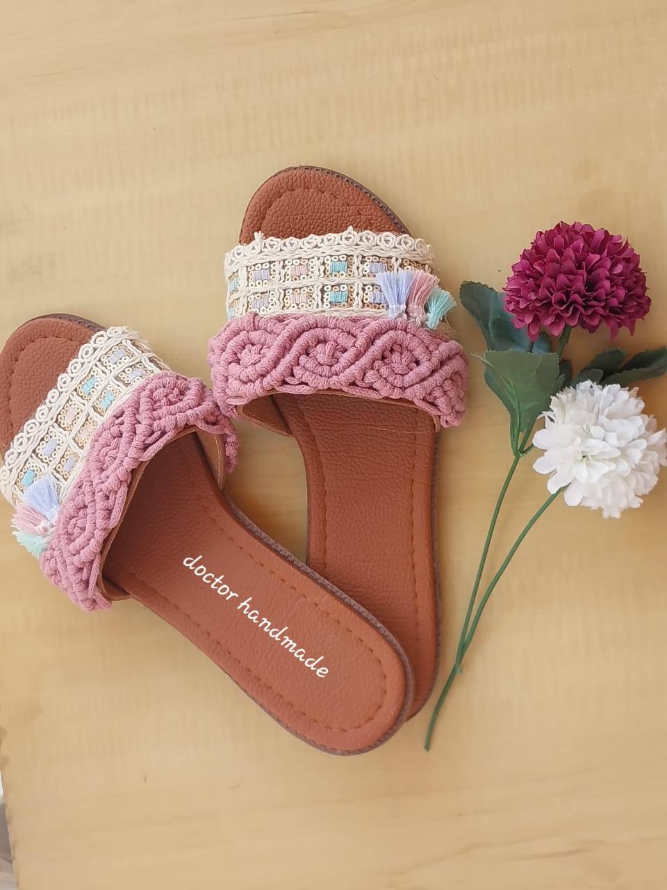 Pink Macrame Slipper