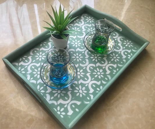 Green Moroccan Wooden Tray