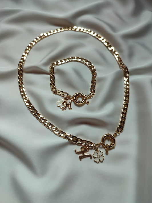 Customizable by Letter Necklace and Bracelet Set