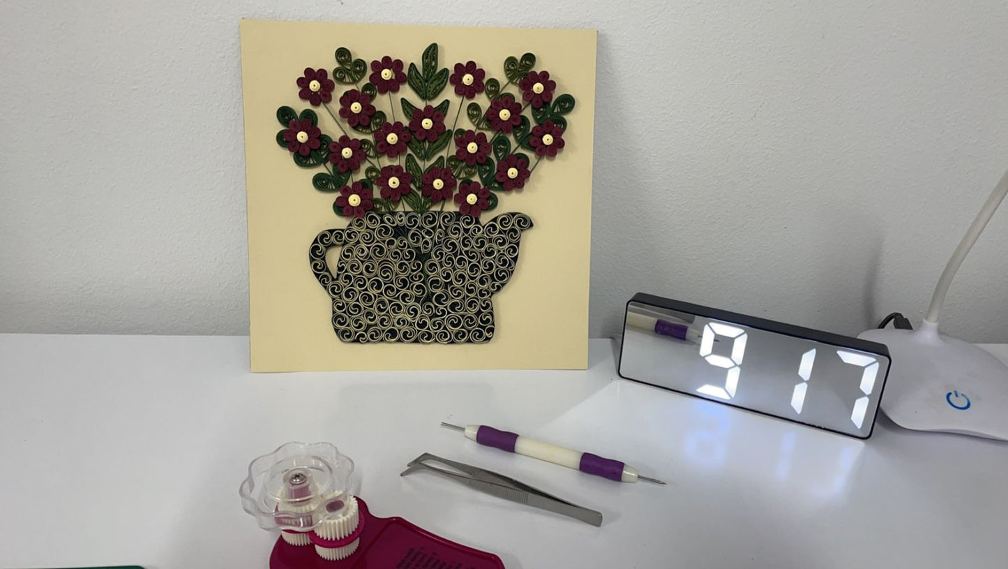 Quilling Paper Frame, Teapot With Flowers