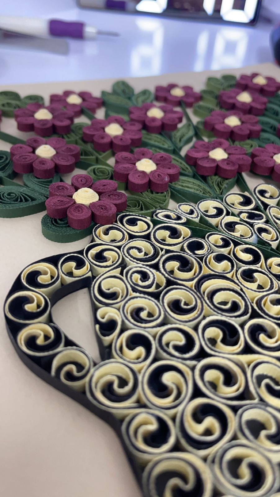 Quilling Paper Frame, Teapot With Flowers