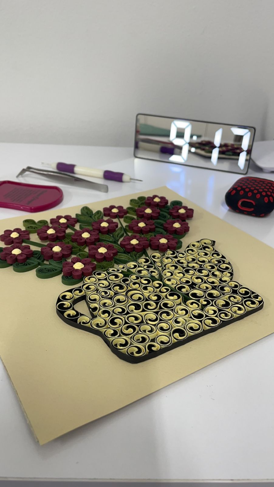 Quilling Paper Frame, Teapot With Flowers