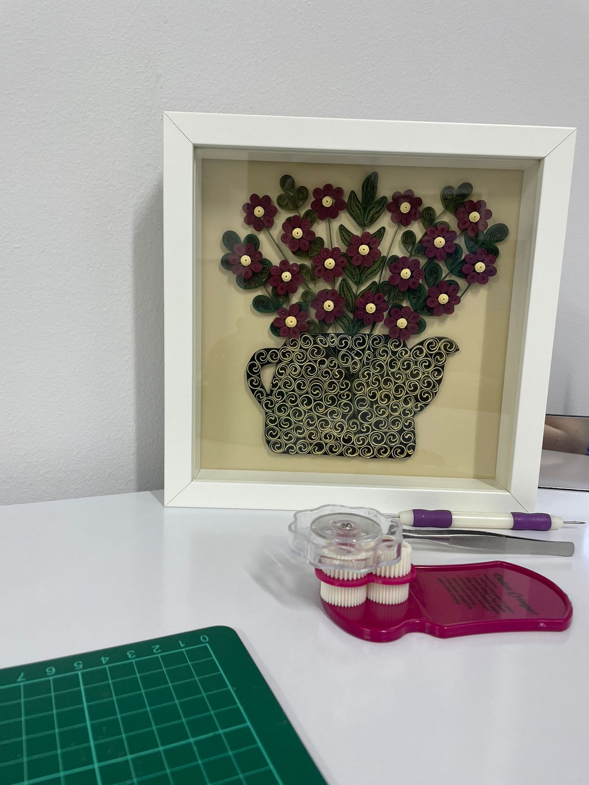 Quilling Paper Frame, Teapot With Flowers