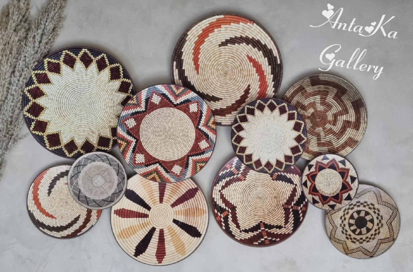 Decoupage Wall Plates Decor, Set of Eleven, Geometric Patterns