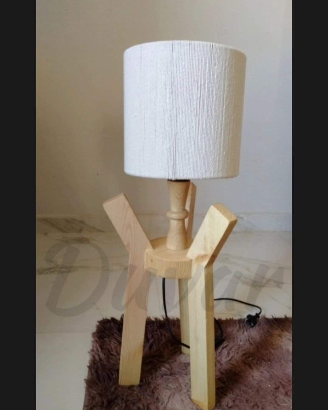Wooden Lampshade, Boho, White