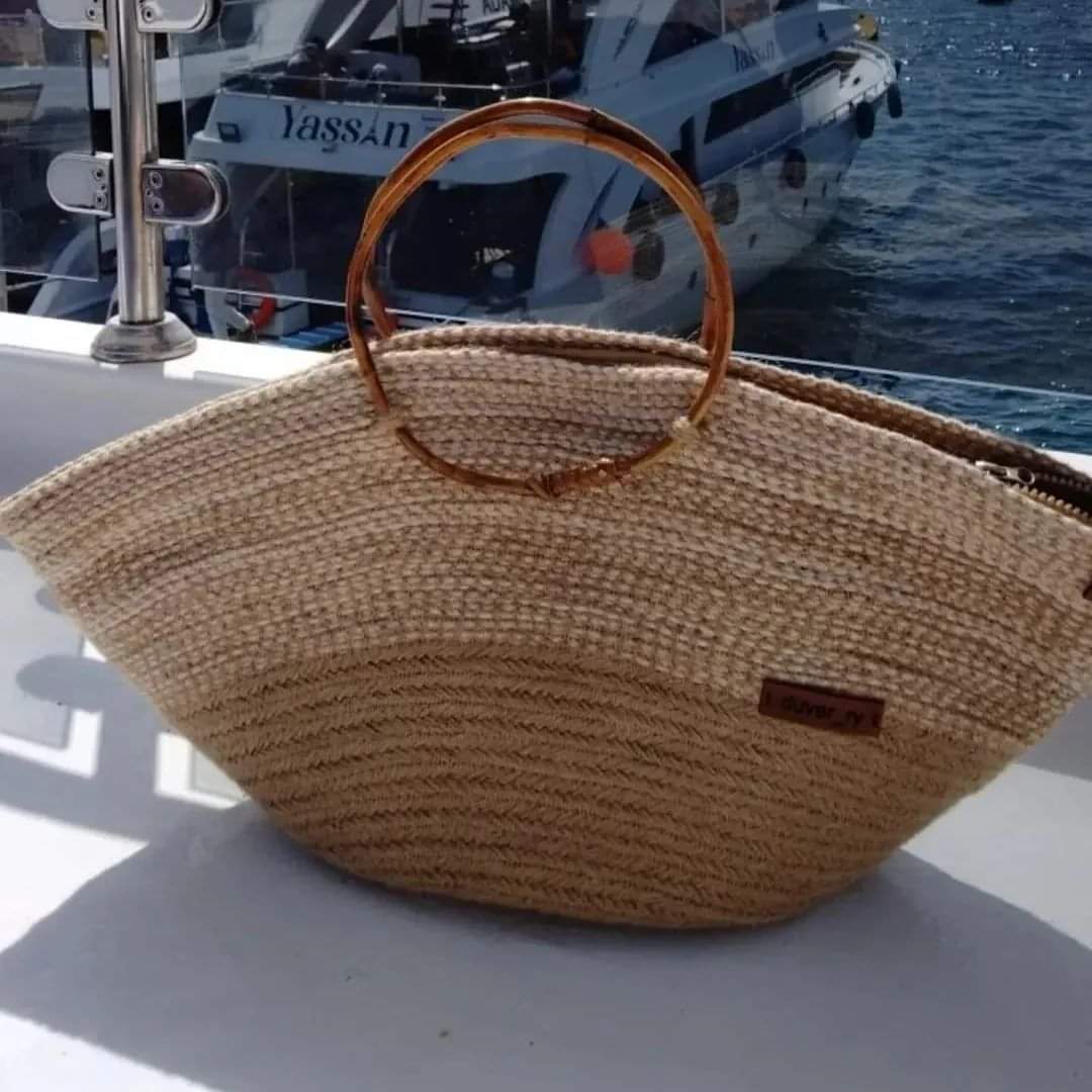 Beach Bag, Made of Jute and Cotton