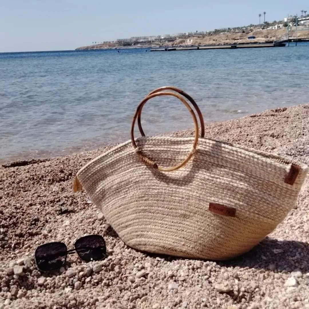 Beach Bag, Made of Jute and Cotton