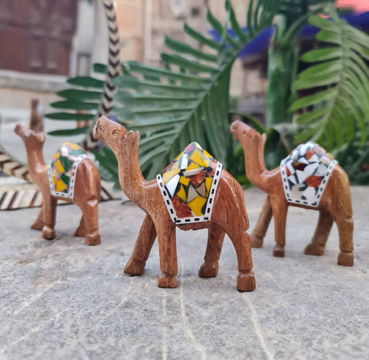 Wooden Camel With Ceramics